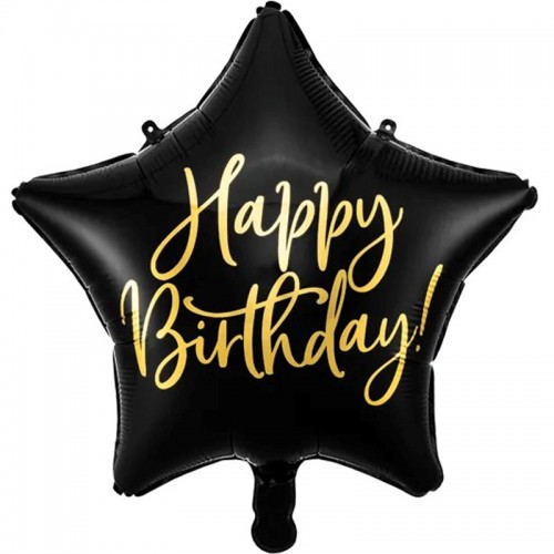 Balão Estrela Preto Happy Birthday